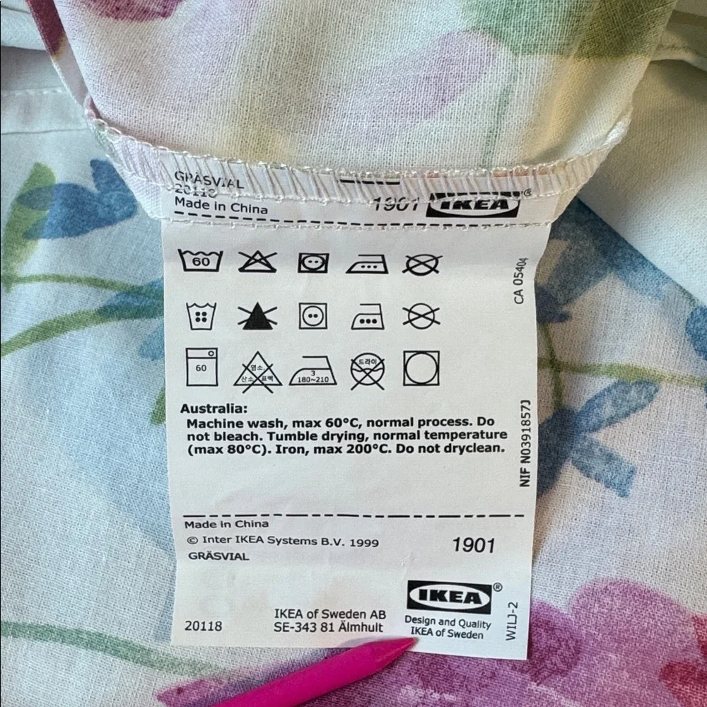 IKEA Grasvial Euro Style Pillow Shams 30x20 Watercolor Floral Set of 2